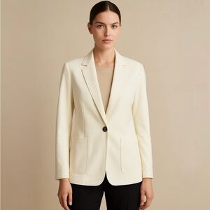 Lafayette 148 New York Winter White Blazer Jacket Cotton Blend Single Button~2 💛